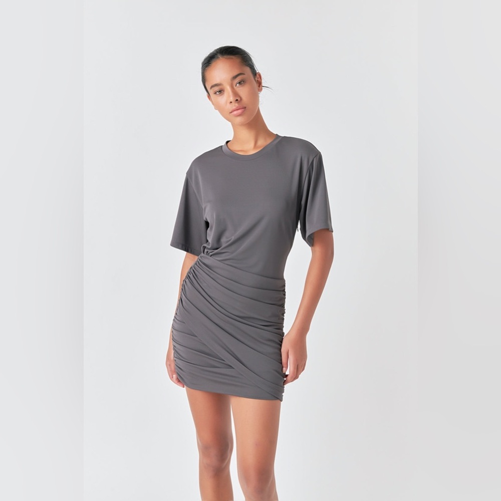 NWT- GREY LAB Asymmetric Ruched Mini Dress